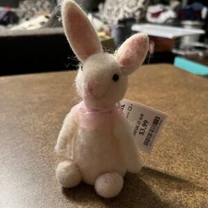 Marshalls Felted Bunny Figurine Unisex Small White Brand New Easter Decor